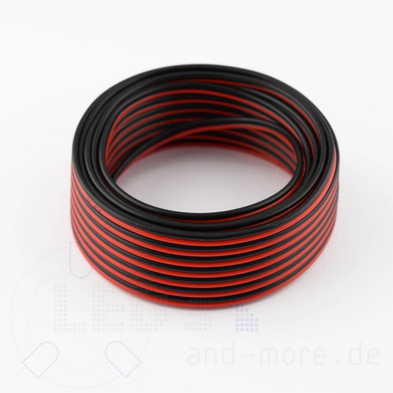1-100m LED Kabel Zwillingslitze 2x 0,75mm² rot/schwarz 2 adrig Litze 100%  Kupfer, Kabel & Fassungen, Led Zubehör & Kabel