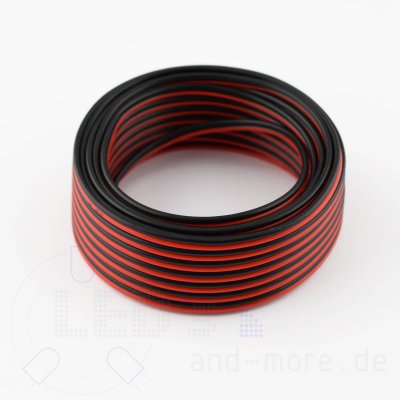 10 Meter Kabel Schwarz / Rot Doppellitze 2x0,75mm² Flexibel (Ring)