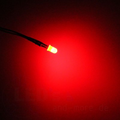 10x 5mm LED diffus mit Anschlusskabel 5-15 Volt Rot
