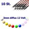 10x 3mm LED diffus mit Anschlusskabel 5-15 Volt Gelb