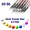 10x Klares 2,0mm Tower LED mit Anschlusskabel 40° Warm Weiß