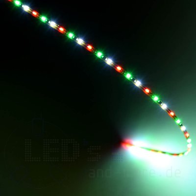 20cm dreifarbiges Flex-Band ultraschmal 39 LEDs 12V Rot/Grün/Weiß, 1,6mm breit Kirmes