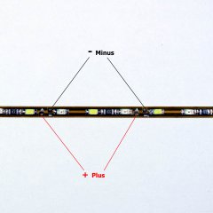 20cm zweifarbiges Flex-Band ultraschmal 39 LEDs 12V Warm Weiß / Rot, 1,6mm breit Kirmes