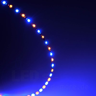 20cm zweifarbiges Flex-Band ultraschmal 39 LEDs 12V Blau/Gelb, 1,6mm breit Kirmes