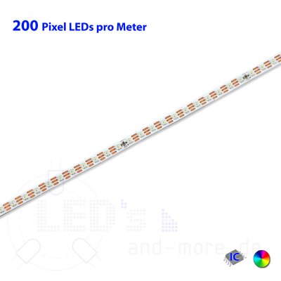 200 Pixel LED-Stripe RGB WS2812 100cm 5V steuerbar extra schmal weiße Platine