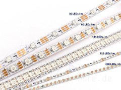 200 Pixel LED-Stripe RGB WS2812 100cm 5V steuerbar extra schmal weiße Platine