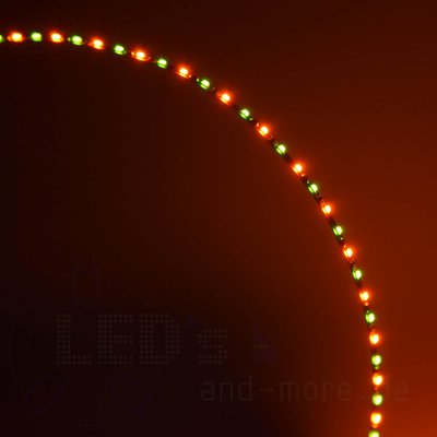 20cm zweifarbiges Flex-Band ultraschmal 39 LEDs 12V Orange / Gelbgrün, 1,6mm breit Kirmes