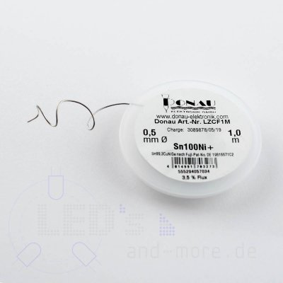 1m Lot ISO-Core Clear Lötzinn mit Flussmittel bleifrei Ø 0,5 mm RoHS-konform