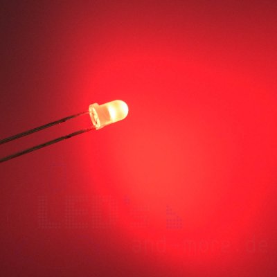 3mm LED Rot farbig Diffus 35° 1200mcd ultrahell
