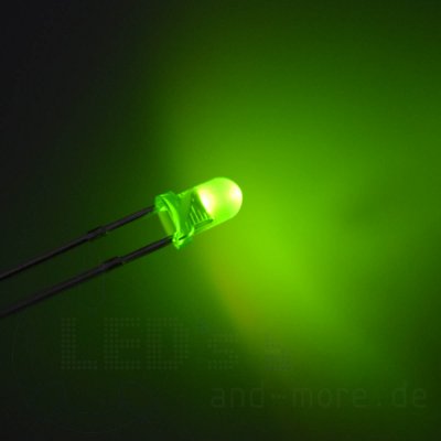 3mm LED gelblich Grün farbig Diffus 30° 200mcd ultrahell