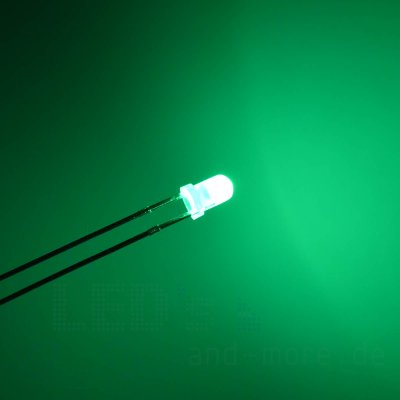 3mm LED Tiefgrün farbig Diffus 50° 8000mcd ultrahell