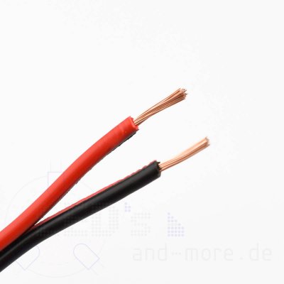 1 Meter Kabel Rot / Schwarz Doppellitze 2x0,75mm² Flexibel (Meterware)