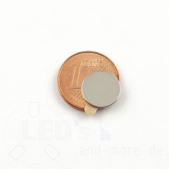 Magnet Scheibe Ø10x0,6mm vernickelt Selbstklebend...