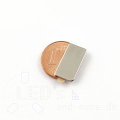 Magnet Quader 15x8x1mm vernickelt Selbstklebend 600g N35...