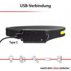 ARCAS 5 + 3W LED Kopflampe mit Sensor, aufladbar per USB, 380 Lumen