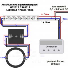 Pixel LED-Stripe S-Form RGB WS2812 100cm 5V steuerbar nur 6mm Winkelband