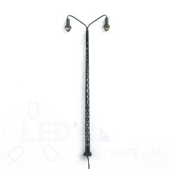 Metall Gittermast Leuchte Lampe LED warmweiß, 2 flammig, sehr filigran 140mm H0