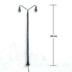 Metall Gittermast Leuchte Lampe LED warmweiß, 2 flammig, sehr filigran 140mm H0