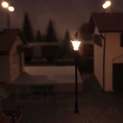 runde Laterne Straßenlampe Parkleuchte Hutlampe LED warmweiß, klare Haube