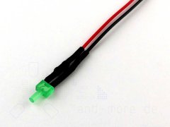 Diffuses 2,0mm Tower LED tief Grün mit Anschlusskabel 4000 mcd 100°