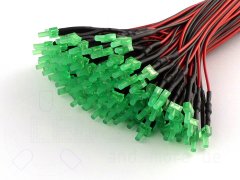 Diffuses 2,0mm Tower LED tief Grün mit Anschlusskabel 4000 mcd 100°