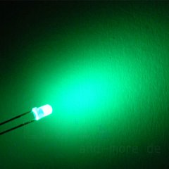 3mm LED Ultrahell Grün Diffus 70° 3200mcd