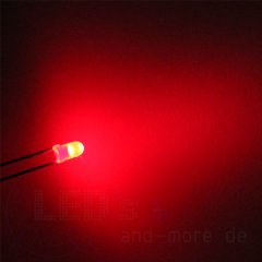 3mm LED Ultrahell Rot Diffus 70° 1200mcd