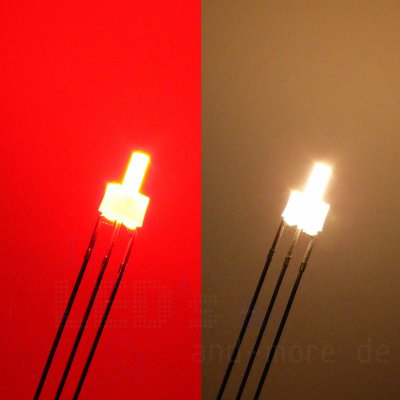 2mm Tower LED diffus DUO Warmweiß Rot 90° gemeins. Pluspol Anode