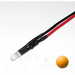 3mm LED diffus mit Anschlusskabel Orange 3000mcd 5-15 Volt