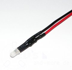 3mm LED diffus mit Anschlusskabel Warm Weiß 2800mcd 5-15 Volt
