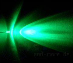 3mm LED ultrahell Grün mit Anschlusskabel 12000mcd...