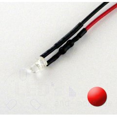 3mm LED ultrahell Rot mit Anschlusskabel 3000mcd 5-15 Volt