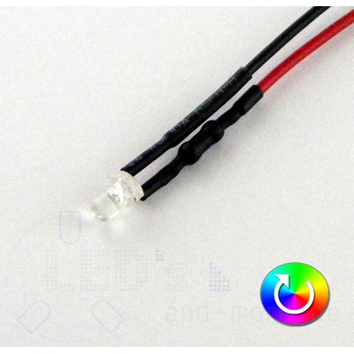 3mm LED mit Anschlusskabel RGB Farbwechsel langsam 5-15 Volt