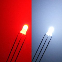 3mm LED diffus DUO Kalt Weiß Rot gemeins. Pluspol Anode