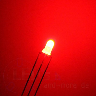 3mm LED diffus DUO Warm Weiß Rot gemeins. Pluspol Anode