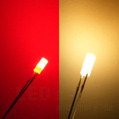 3mm DUO LED Diffus Zylindrisch Rot / Warm Weiß, Bipolar 60°