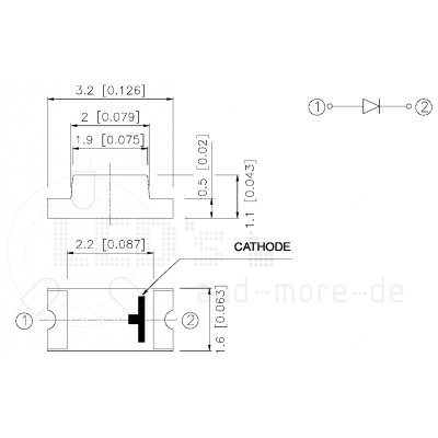 SMD LED 1206 Gelb / Amber 100 mcd 120°