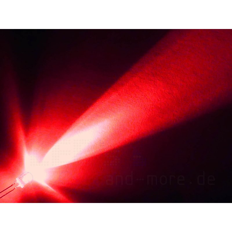 5mm LED Rot 12000 mcd 30° extra hell, 0,46 €