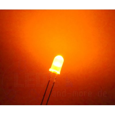 LED 5mm Diffus / Matt Orange farbiges Gehäuse 3000 mcd 100°