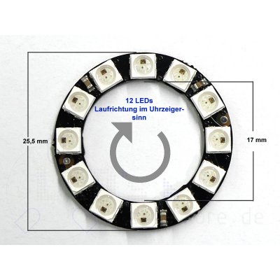 RGB Digi-Dot LED Ring 12x mini LEDs SK6812 25,5mm