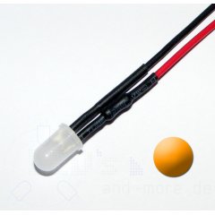 5mm LED diffus Orange mit Anschlusskabel 3000mcd 5-15 Volt
