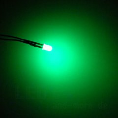 5mm LED diffus Grün mit Anschlusskabel 10000mcd 5-15...