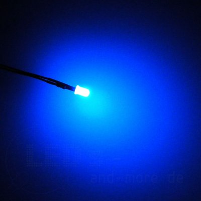 5mm LED diffus Blau mit Anschlusskabel 2500mcd 5-15 Volt