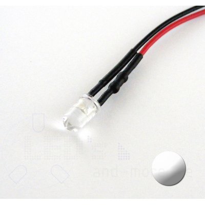 5mm LED ultrahell Weiß mit Anschlusskabel 22000mcd 5-15 Volt