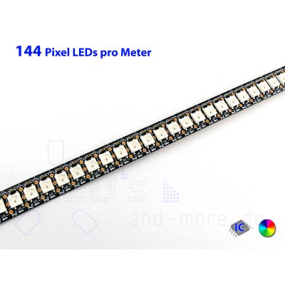 Pixel LED-Stripe RGB WS2812 100cm/144LEDs 5V steuerbar schwarz