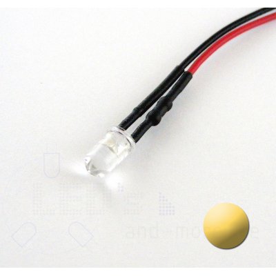 5mm LED ultrahell Warm Weiß mit Anschlusskabel 18000mcd 5-15Volt