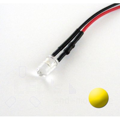 5mm LED ultrahell Gelb mit Anschlusskabel 5000mcd 5-15 Volt