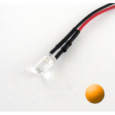 5mm LED ultrahell Orange mit Anschlusskabel 3000mcd 5-15 Volt