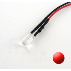 5mm LED ultrahell Rot mit Anschlusskabel 3000mcd 5-15 Volt