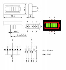LED Bargraph Anzeige 5 stellig +1 für Akkustand rot grün